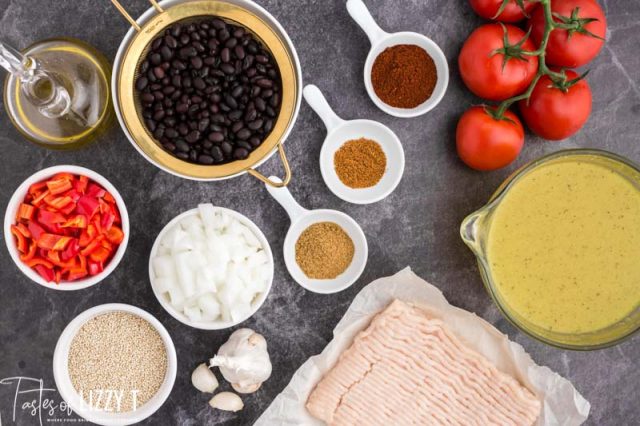 ingredients for black bean chicken chili