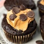 chocolate muffin with peanut butter and chocolate chip