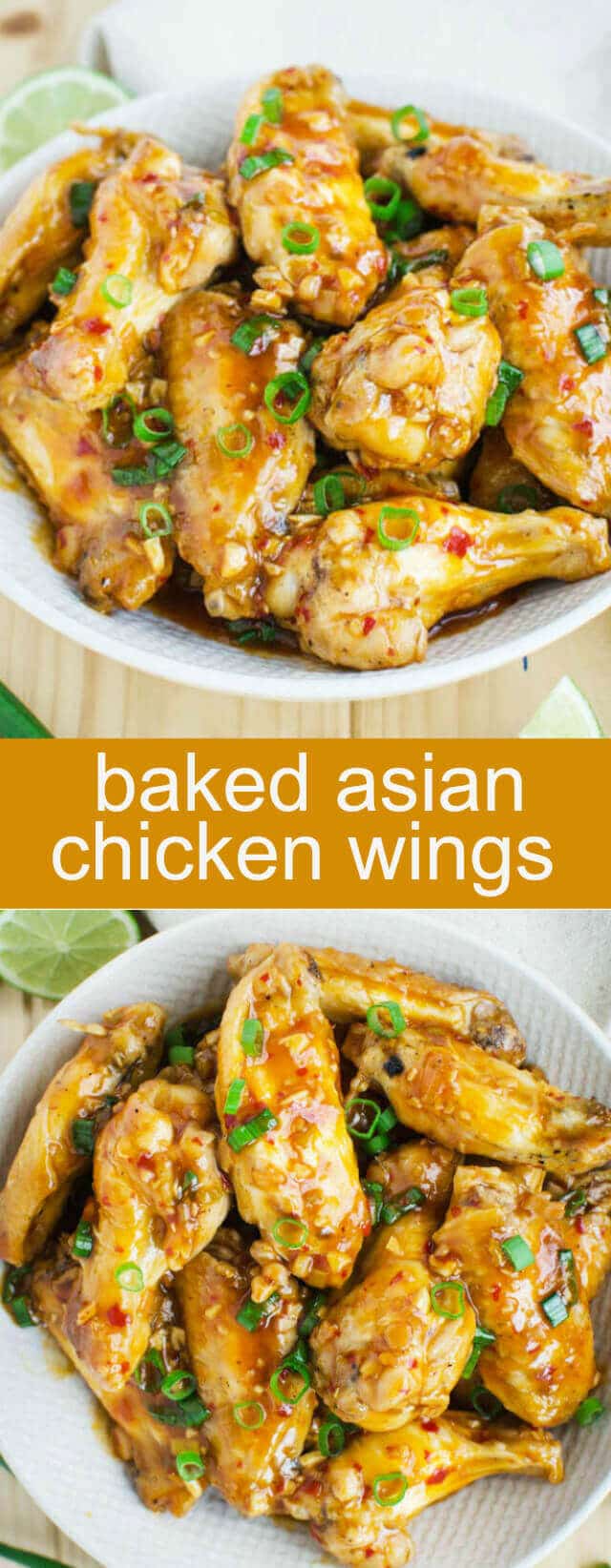 Baked Asian Chicken Wings {A Fun Tangy Appetizer} baked/ chicken/ wings Baked Asian Chicken Wings Recipe - Amazing chicken wings that are baked in an oven and coated with sweet savory and tangy Asian sauce.