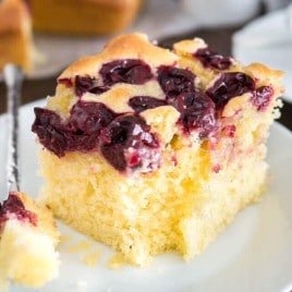 piece of cherry cake on a plate