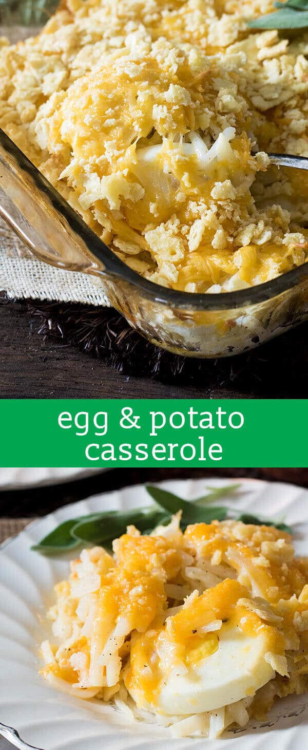 Wondering what to do with leftover hard boiled eggs? Try this cheesy egg potato casserole with hashbrowns for an easy dinner recipe. easy breakfast recipe / side dish recipe / casserole recipe / cheesy potatoes