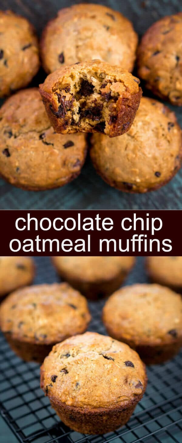 Chocolate Chip Oatmeal Muffins {An Easy Small Batch Muffin Recipe} muffins/chocolate chip/oatmeal Enjoy an afternoon snack with these easy and delicious Chocolate Chip Oatmeal Muffins.