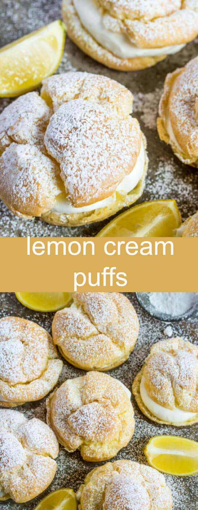 Lemon Cream Puffs {An Easy Lemon Twist on a Classic Recipe} cream puff/lemon/dessert Light and delicious these Lemon Cream Puffs are baked until puffy and filled with a light lemon cream filling! A perfect addition to your dessert line!