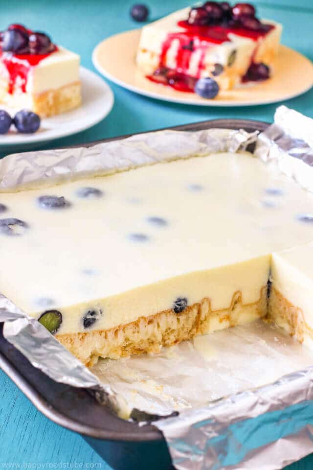 No Bake Blueberry Waffle Cake