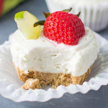 No Bake Strawberry Lime Cheesecakes