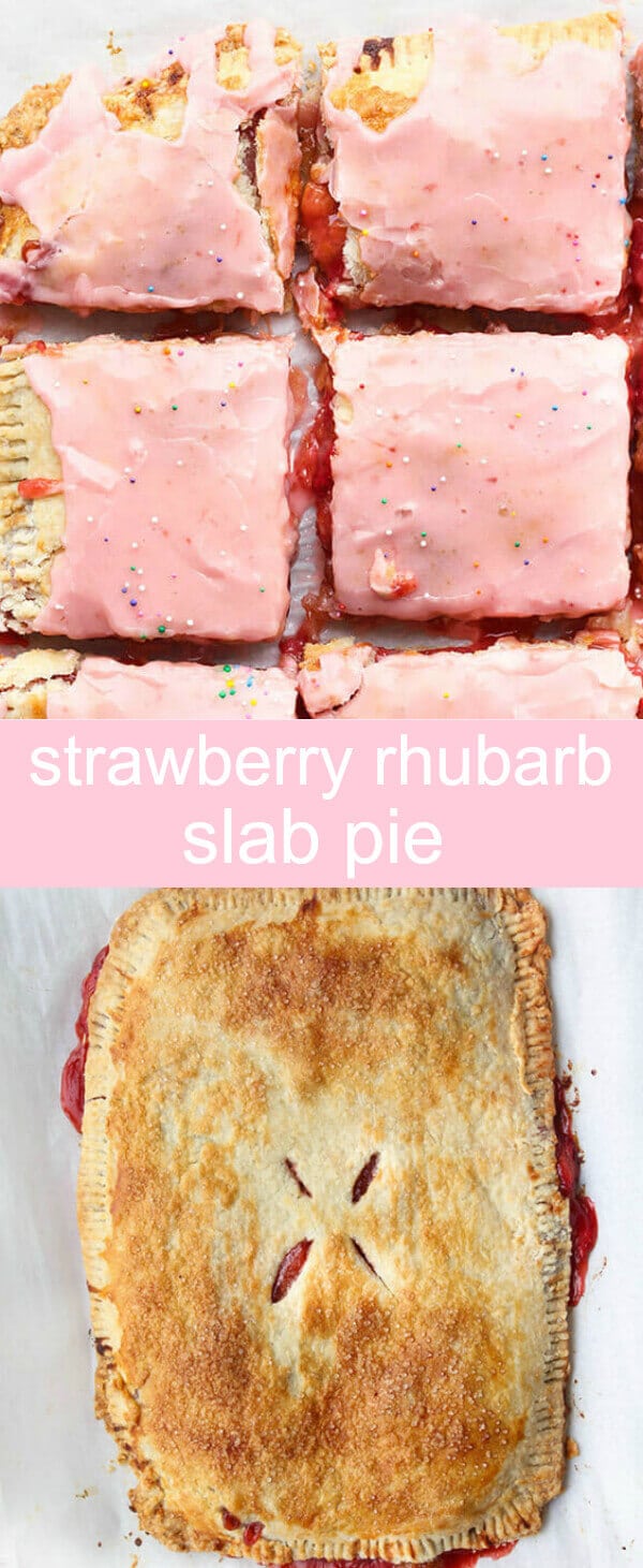 Strawberry Rhubarb Slab Pie {A Giant Homemade Strawberry Rhubarb Pop-tart} strawberry/poptart/pie Fresh, fun and delicious, this Strawberry Rhubarb Slab Pie is a unique and tasty twist on a classic treat!