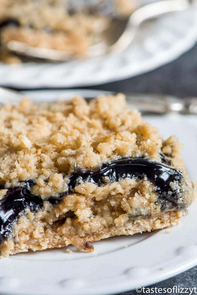 Only 6 ingredients and 10 minute prep time and these Blueberry Oatmeal Bars are ready for the oven. Similar to blueberry crisp, these are perfect with a scoop of ice cream!
