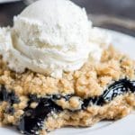 Only 6 ingredients and 10 minute prep time and these Blueberry Oatmeal Bars are ready for the oven. Similar to blueberry crisp, these are perfect with a scoop of ice cream!