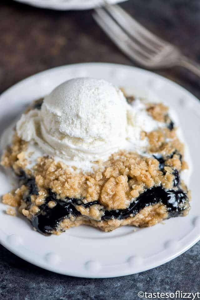 Only 6 ingredients and 10 minute prep time and these Blueberry Oatmeal Bars are ready for the oven. Similar to blueberry crisp, these are perfect with a scoop of ice cream!