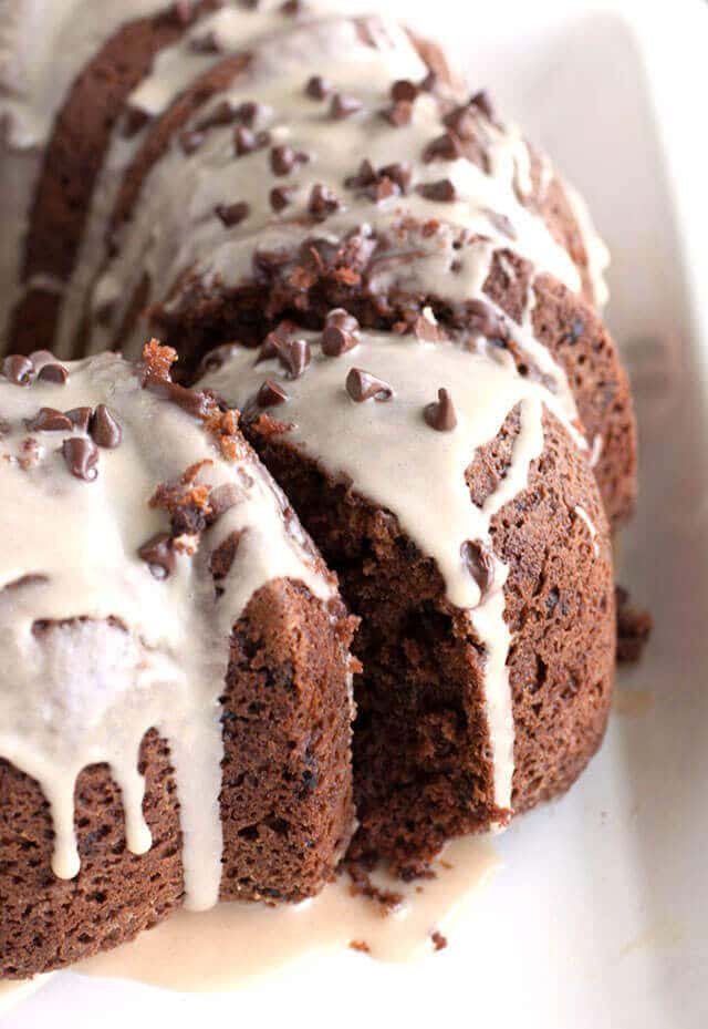 Peanut Butter Chocolate Chip Bundt Cake {An Easy Semi