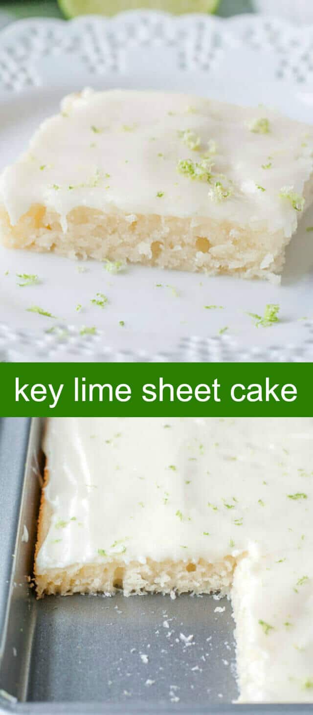Key Lime Sheet Cake {A Fun and Easy Summer Sheet Cake} sheet cake/key lime/cake Key Lime Sheet Cake is a citrus take on buttermilk sheet cake, with a light frosting with a hint of lime, this cake is great for summertime gatherings.
