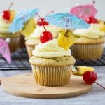 Cupcake on a wooden plate