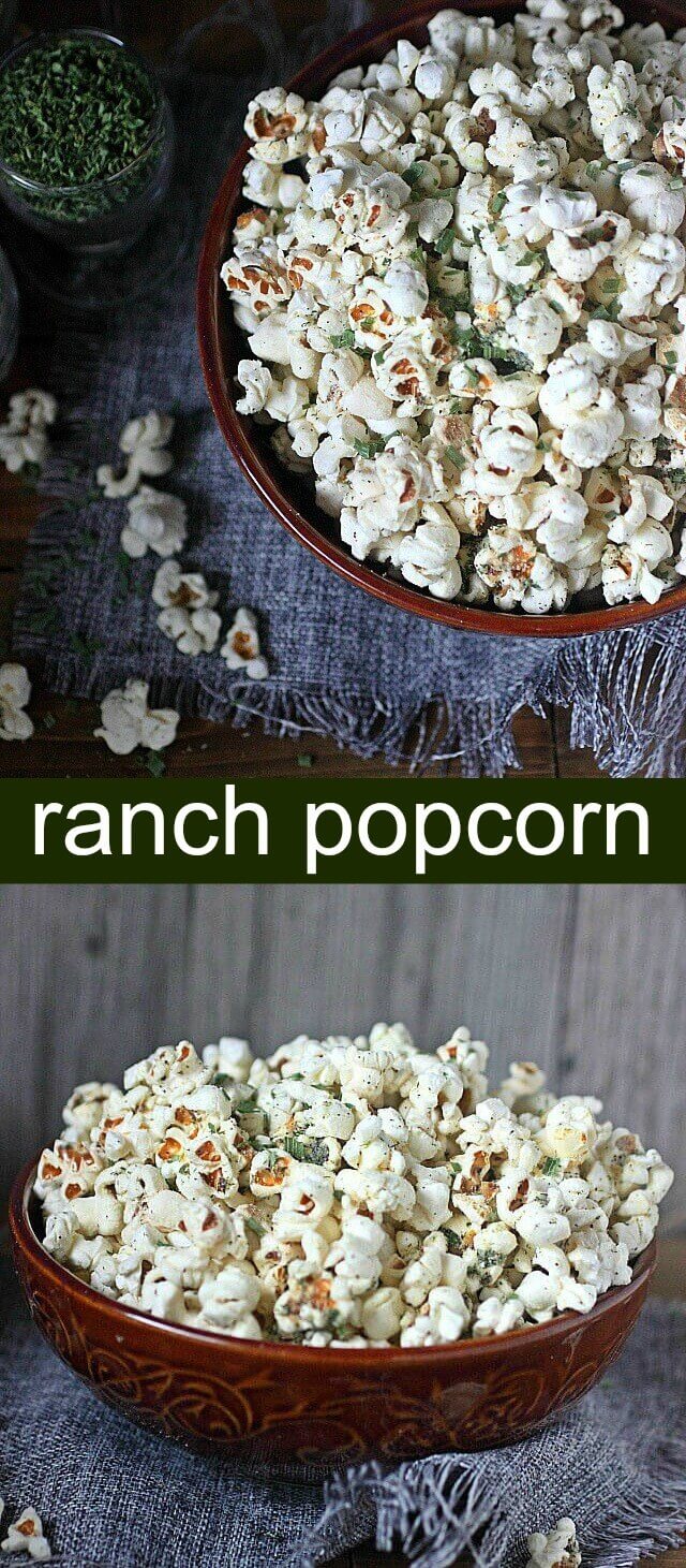 Ranch Popcorn {A Fun Easy Popcorn Snack Recipe} popcorn/ranch/snack Kernels of delicious popcorn are mixed with a homemade ranch mix! This Ranch Popcorn is addictive, tasty, and super easy to make!