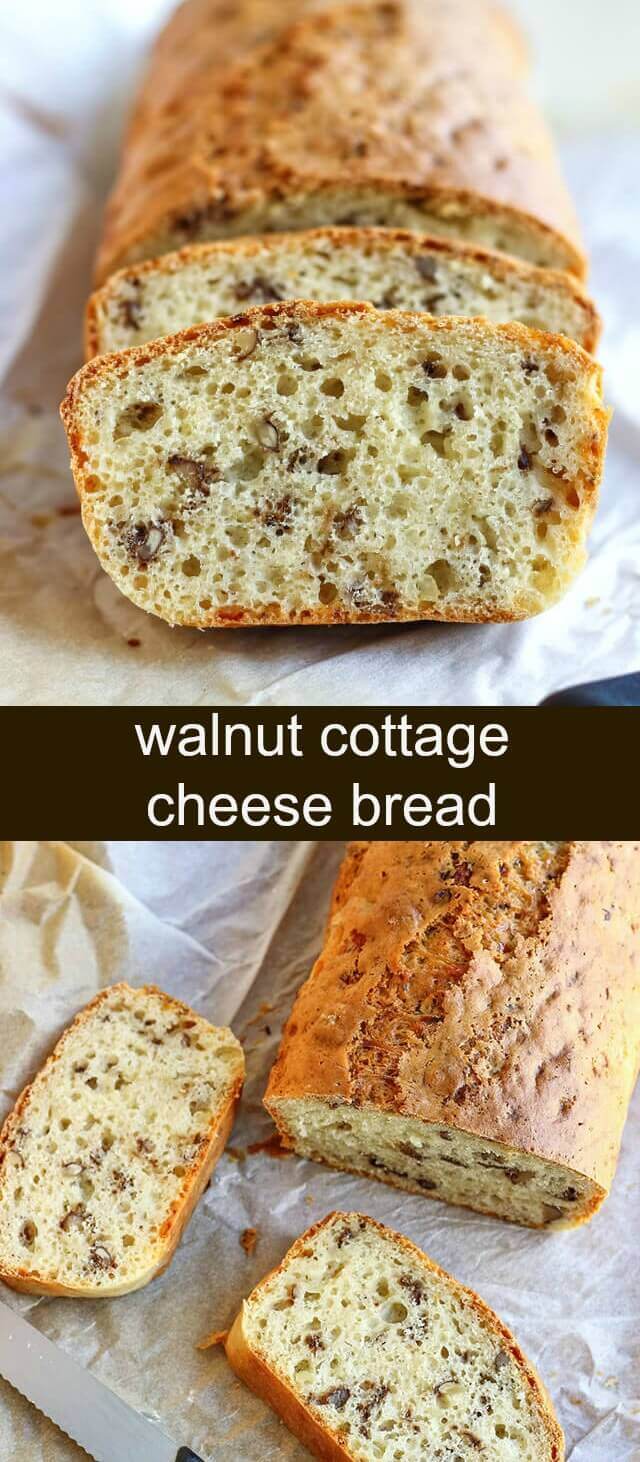 Walnut Cottage Cheese Bread {A Unique Moist Cottage Cheese Bread} bread/quick bread/cottage cheese This Walnut Cottage Cheese Bread has it all! It’s soft, moist & crunchy. Plus its quick and easy preparation makes it perfect bread for busy families!