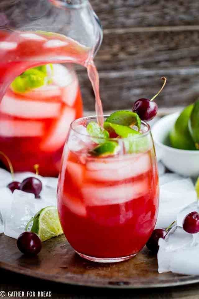 From Scratch Homemade Cherry Limeade Recipe with Fresh Fruit