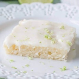 key lime sheet cake on a plate