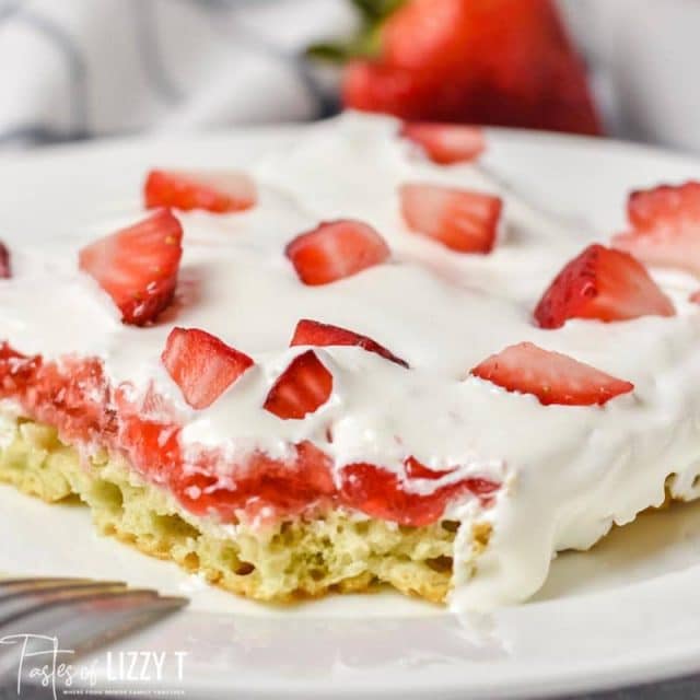 close up of Strawberry Chiffon Sheet Cake