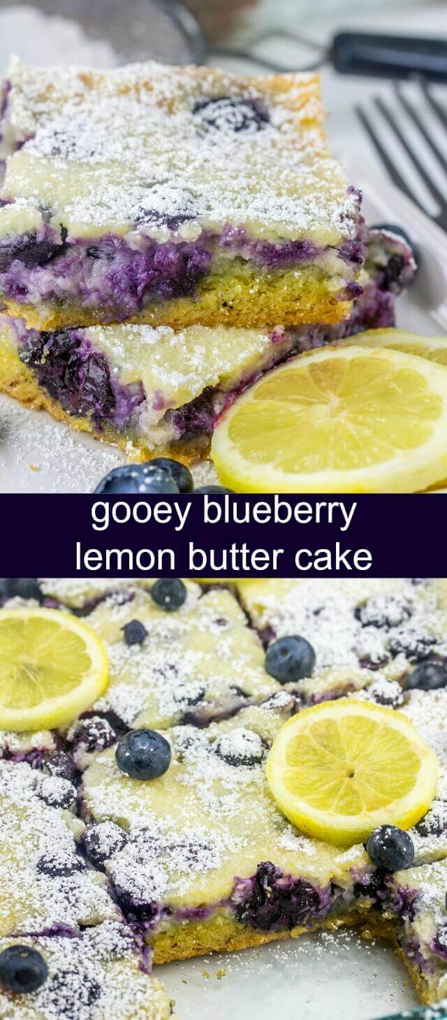 Gooey Blueberry Lemon Butter Cake {A Quick and Easy Snack Cake} lemon/blueberry/cake Ooey gooey and delicious this addicting and flavorful Gooey Blueberry Lemon Butter Cake is quick, easy and absolutely tasty.
