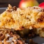 a slice of apple butterscotch cake on a plate
