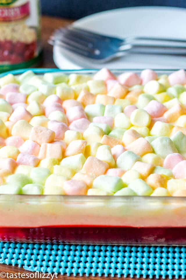 Cherry Pineapple Marshmallow Jello Salad {Layered Fruit Dessert Recipe}
