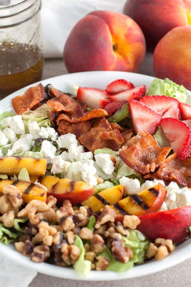 Grilled Peach and Bacon Salad