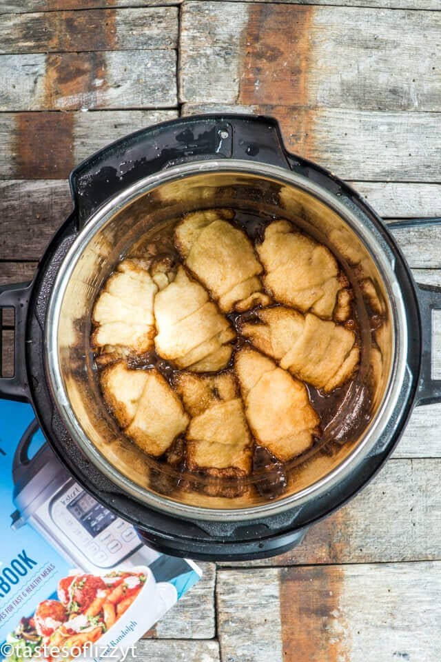 easy instant pot apple dumplings with canned crescent roll dough