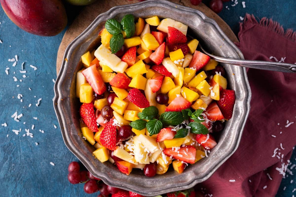 mango fruit salad in a bowl