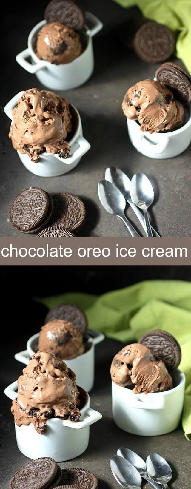 Chocolate Oreo Ice Cream {A Double Chocolate Ice Cream Twist} ice cream/chocolate/oreo Chopped Oreos Cookies are folded into this creamy custard-based chocolate Oreo ice cream. If you’re a chocolate lover – This one’s for you!