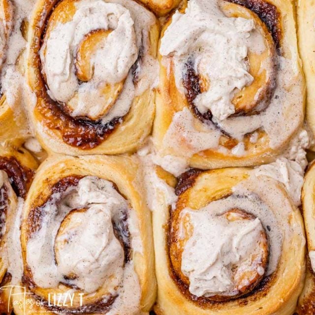 closeup of frosted sweet rolls