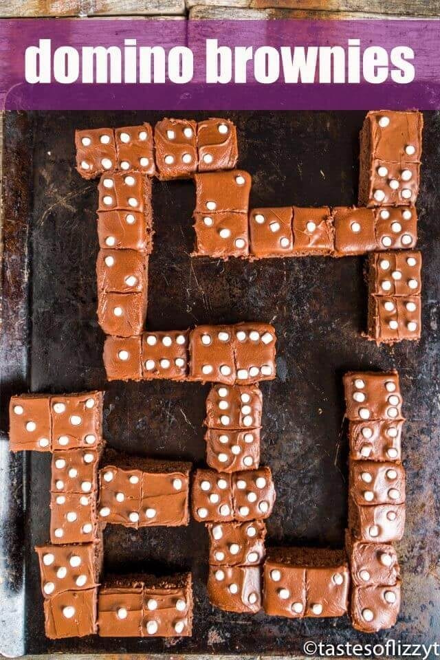 domino brownies on a baking sheet
