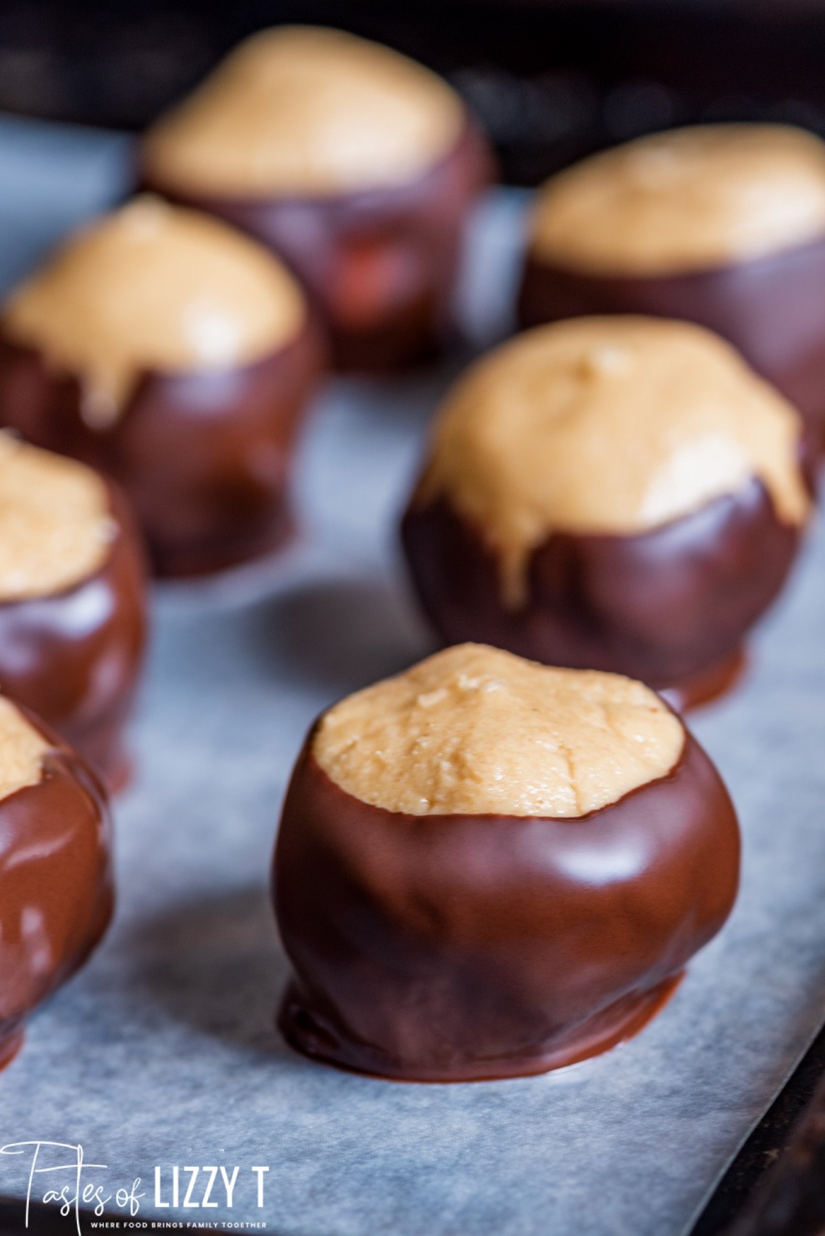 buckeyes sitting on a baking sheet