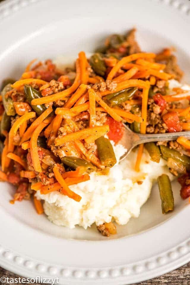 A classic lunch served at school across America, the Spring Garden Special is full of vegetables and ground beef. Serve over mashed potatoes or noodles for a complete meal.