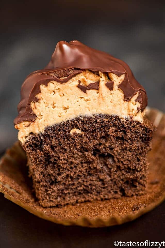 Buckeye Cupcakes {Chocolate Dipped Hi Hat Cupcake Recipe}