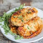 stack of honey oregano pork chops