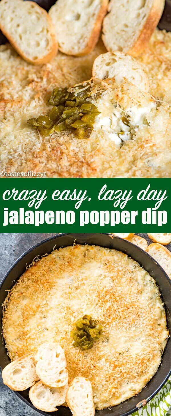 If you love jalapeno poppers but don't have the time to make them, give this lazy day jalapeno popper dip a try. Creamy, spicy cheese spread with a lightly crisp Parmesan topping. Jalapeno Popper Dip {Easy Appetizer Recipe with Parmesan & Jalapenos}