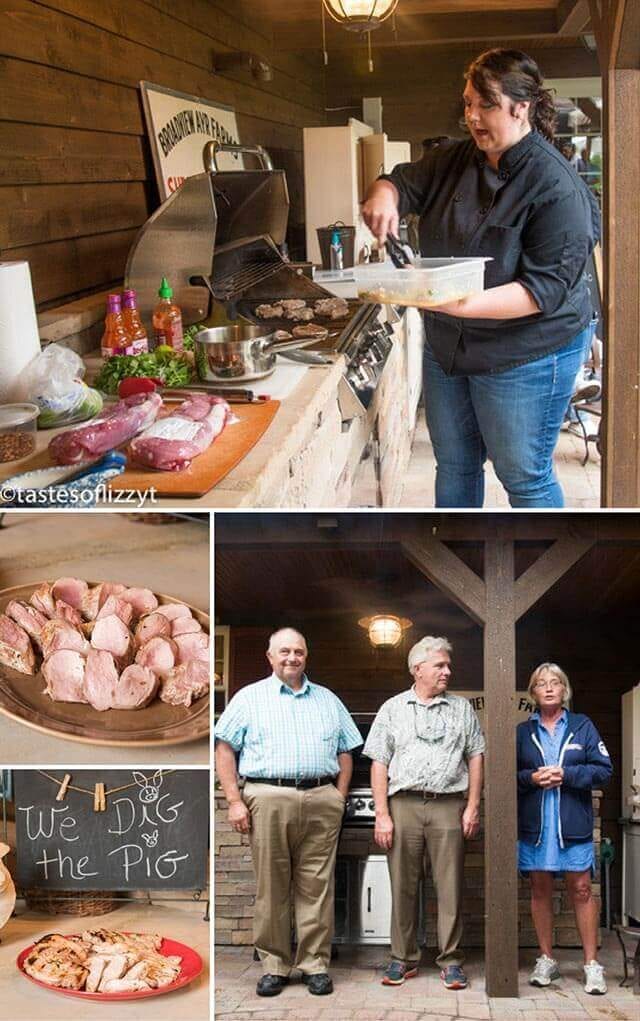 photo collage of fresh pork being prepared and the pork farmers who provided it