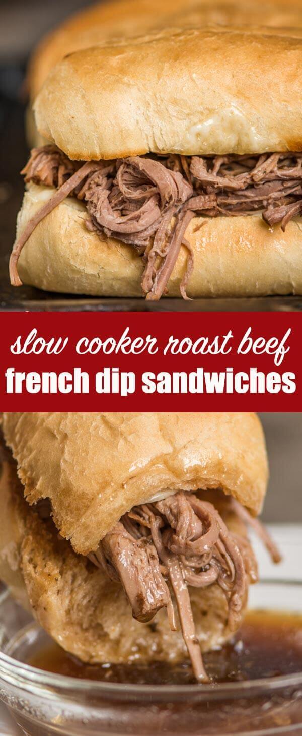 French Dip Sandwiches {with Simple Au Jus Sauce in Slow Cooker}
