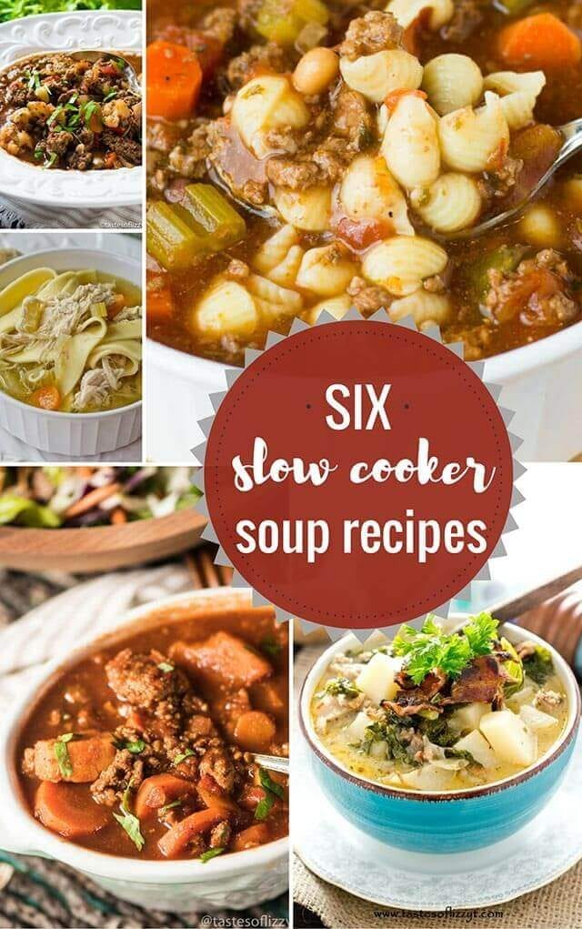 collage of slow cooker soup recipes