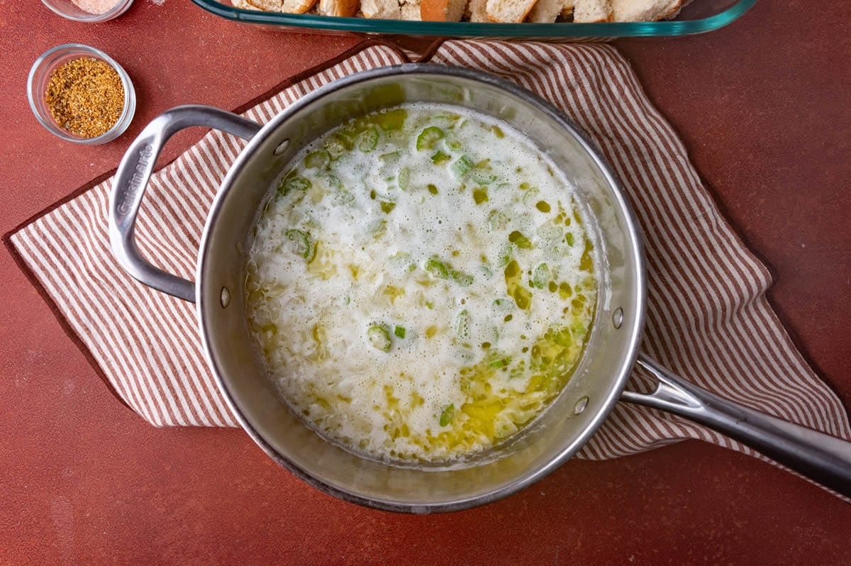 butter, onion and celery sautéed in a saucepan