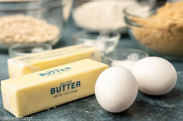 ingredients for chocolate chip oatmeal bars