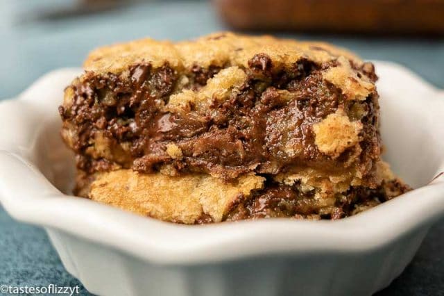 chocolate chip oatmeal bars in a bowl