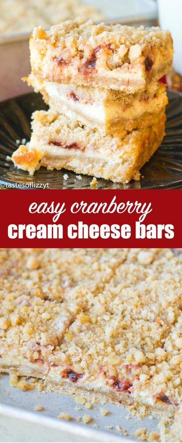 Cranberry Cream Cheese Bars Recipe {Easy Christmas Dessert Recipe}