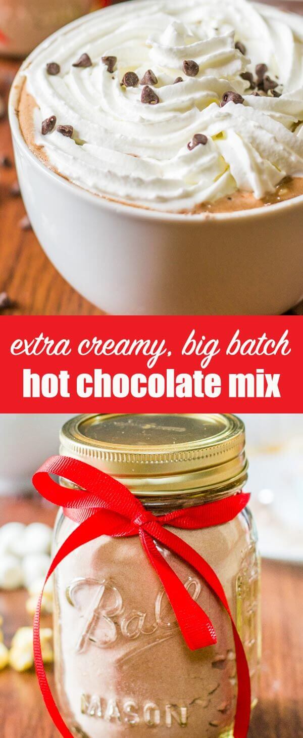 Make a huge batch of this Homemade Hot Chocolate Mix so that you always have hot cocoa on hand this winter season! Chocolate pudding makes it extra creamy.