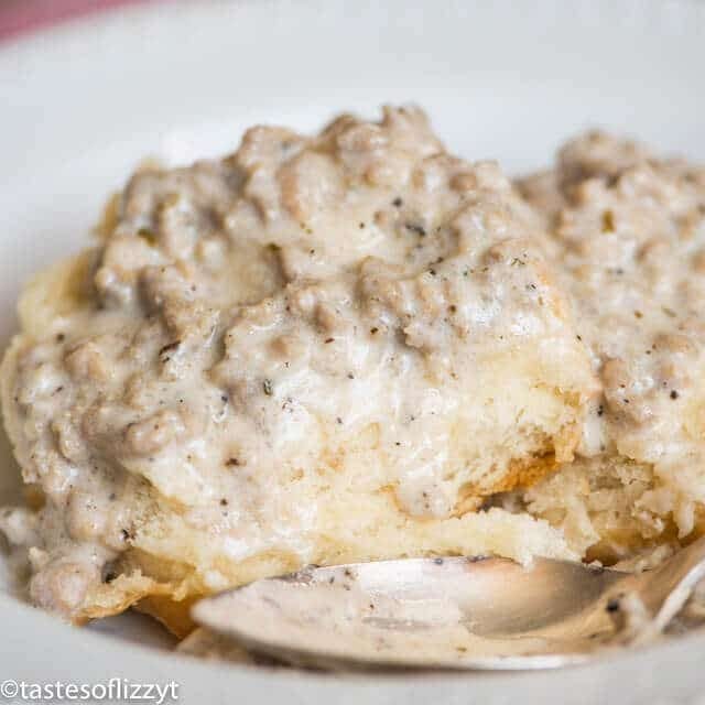 homemade sausage gravy and biscuits