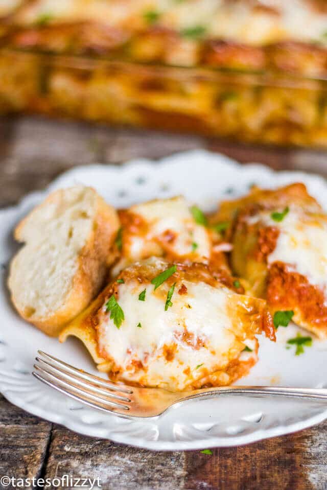 Sausage Stuffed Shells Recipe {Casserole with pasta, meat and cheese}