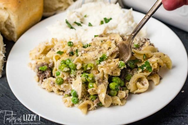 A plate of food with beef and Noodles