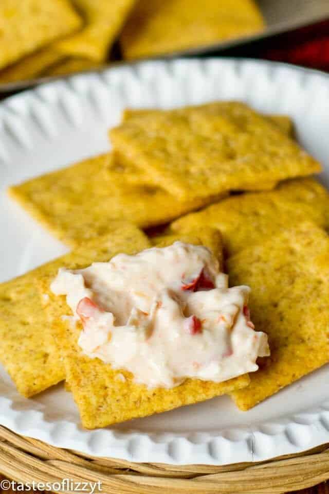 pimento cheese on crackers