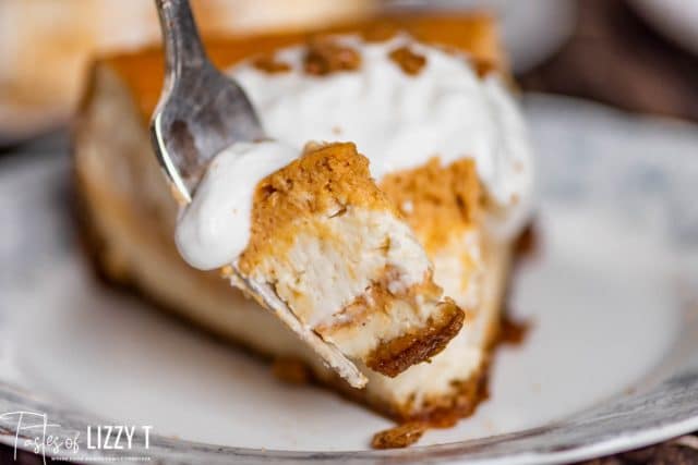 a slice of cheesecake on a fork