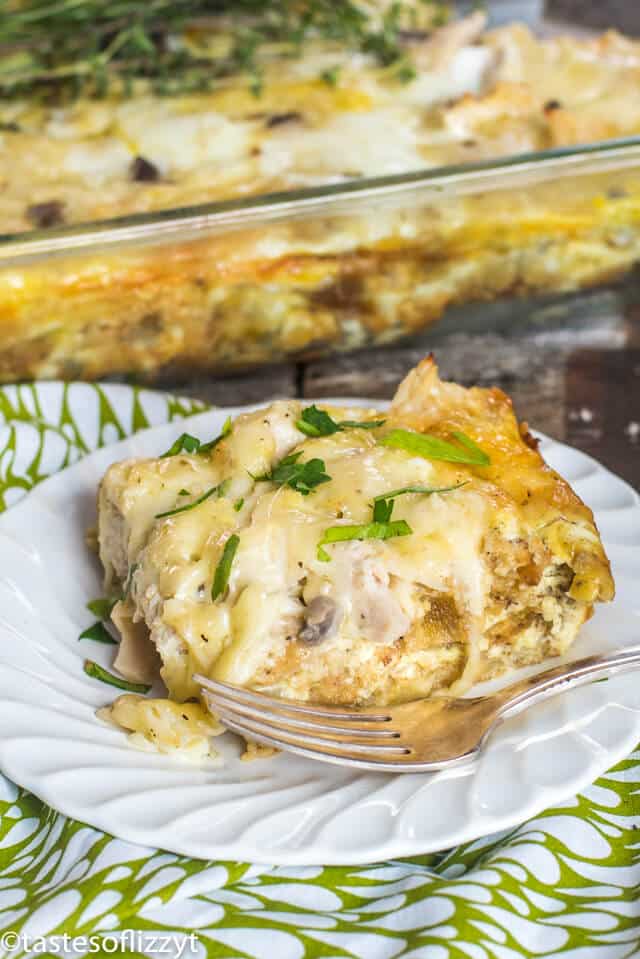 thanksgiving breakfast casserole  on a plate