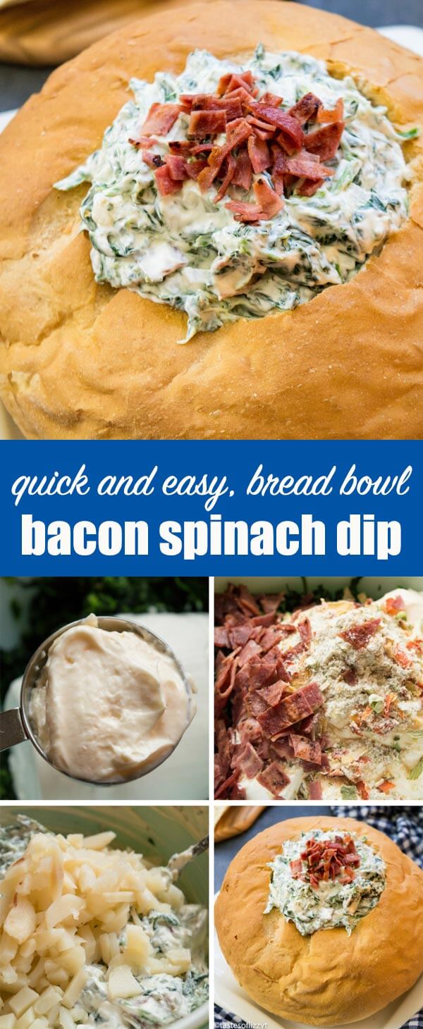 Bacon Spinach Dip Recipe {Easy Party Appetizer Idea in Bread Bowl}
